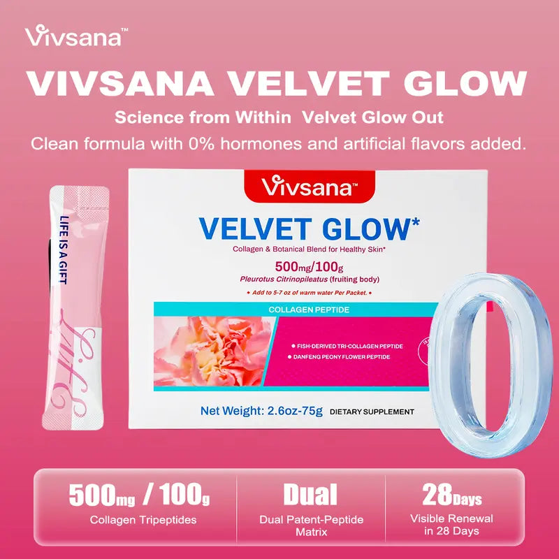 Velvet Glow AKG - Collagen Renewal Drink AKG Collagen Tripeptide for Youthful Skin Radiance & Firmness 28-Day Visible Improvements