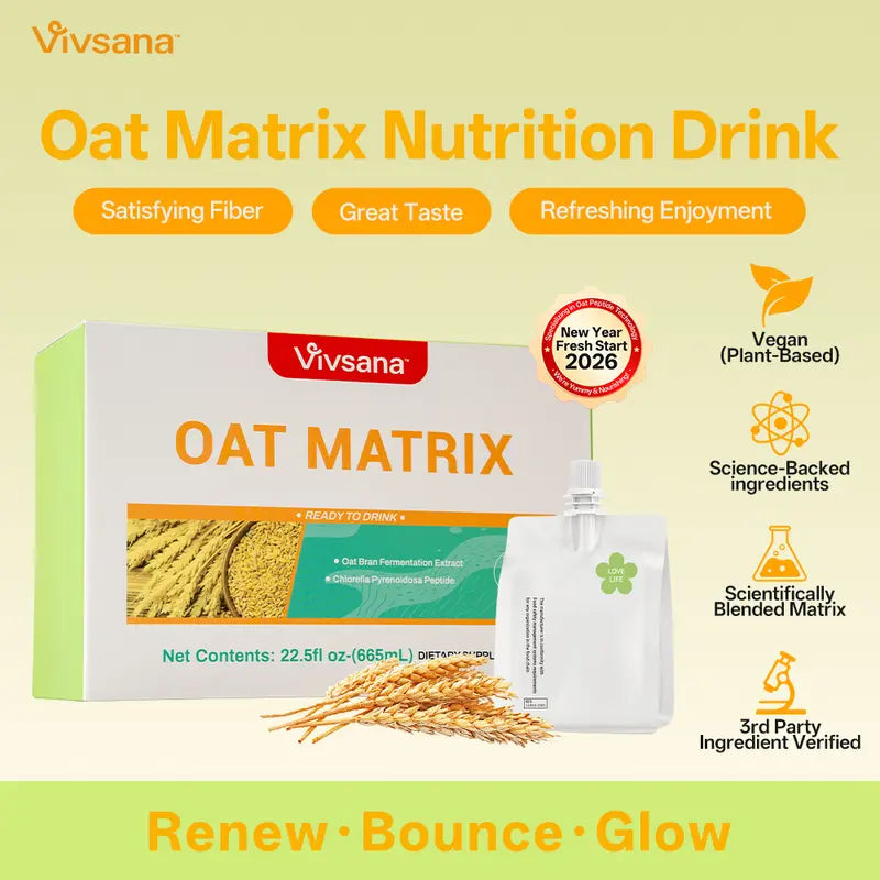 Oat Matrix Wellness Drink - Chlorella Pyrenoidosa Peptides + Oat Bran Extract, 665mL Dietary Supplement for Metabolic Health