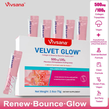 Velvet Glow AKG - Collagen Renewal Drink AKG Collagen Tripeptide for Youthful Skin Radiance & Firmness 28-Day Visible Improvements