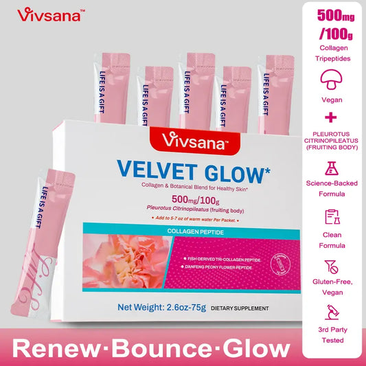 Velvet Glow AKG - Collagen Renewal Drink AKG Collagen Tripeptide for Youthful Skin Radiance & Firmness 28-Day Visible Improvements