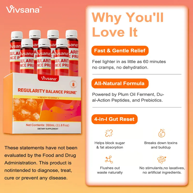 Regularity Balance Prune - 4-in-1 Gut Reset with Plant Ferment & Prebiotics for Gentle Cleansing & Digestion Support